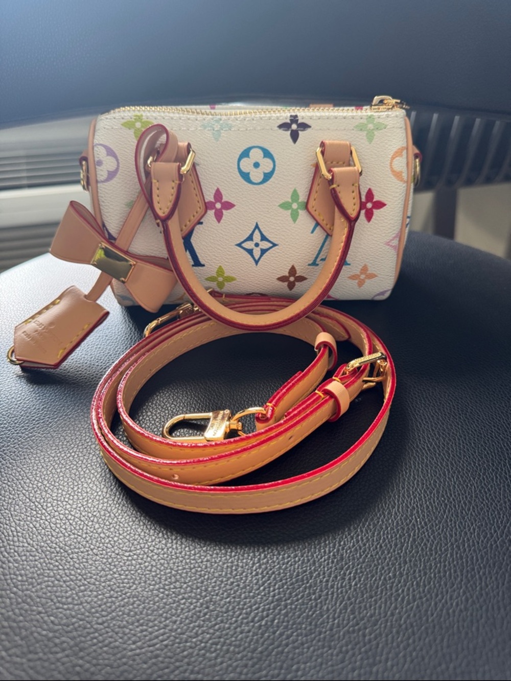 White Multicolor Mini Satchel Handbag with Crossbody Strap (NWT) - Picture 12 of 12